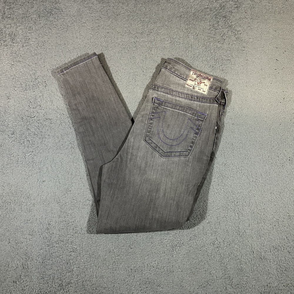 True Religion Women's 31 Jennie Curvy High Rise Super Skinny Gray Jeans #3694